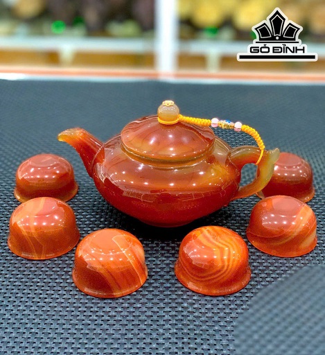 Bộ Ấm Trà Đá Mã Não Cao 10 Ngang 20 (cm)