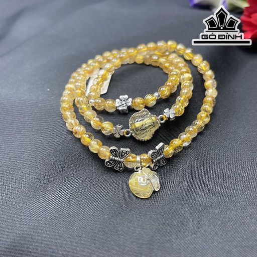 Chuỗi Đá Thạch Anh Tóc Vàng Đường Kính Hạt 5 (mm)