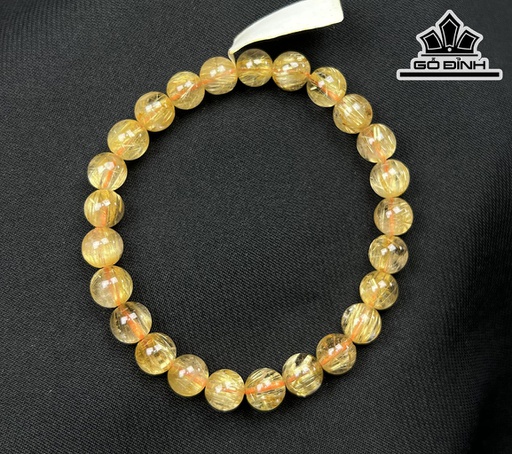 Vòng Tay Đá Thạch Anh Tóc Vàng Đường Kính Hạt 7 (mm)
