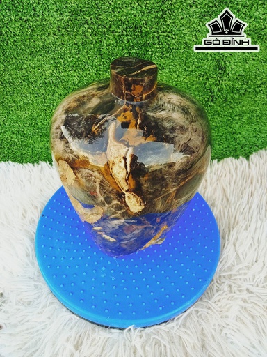 Tác Phẩm Chum Gỗ Hóa Thạch Cao 23 Đường Kính 15 (cm) 7kg