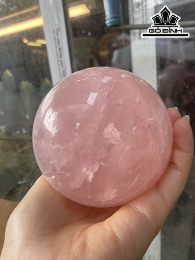 Bi Cầu Đá Thạch Anh Hồng Đường Kính Hạt 9,2 (cm)