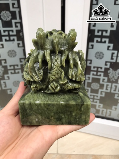 Ấn Rồng Đá Serpentine Cao 12 Ngang 8,3 Sâu 8,3 (cm) 1,35kg