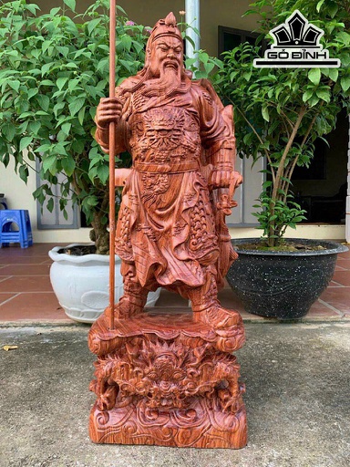Tượng Quan Công Chống Đao Gỗ Hương Cao 40 Ngang 15 Sâu 10 (cm)