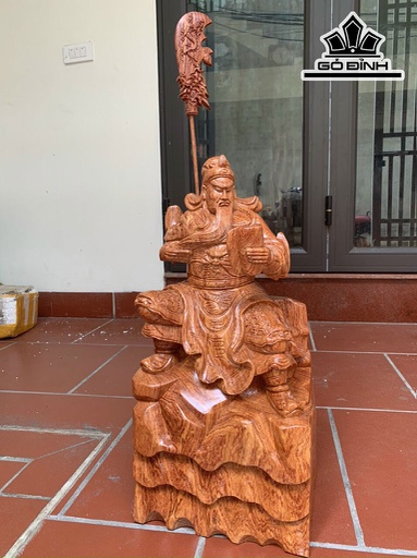 Tượng Quan Công Đọc Sách Gỗ Hương Cao 30 Ngang 15 Sâu 12 (cm)