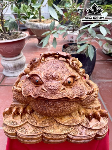 Tượng Thiềm Thừ Gỗ Hương Cao 23 Ngang 36 Sâu 47 (cm)