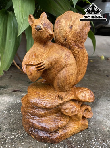 Tượng Sóc Phong Thủy Gỗ Hương Cao 25 Ngang 15 Sâu 14 (cm)