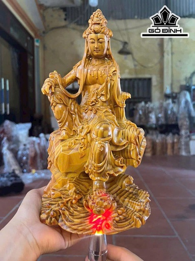 Tượng Phật Bà Tự Tại Gỗ Huyết Long Cao 30 Ngang 15 Sâu 13 (cm)