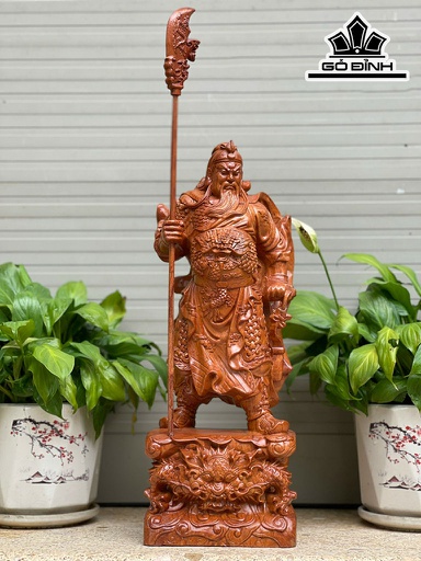 Tượng Quan Công Gỗ Hương Cao 40 ( Cả Đao 53) Ngang 15 Sâu 10 (cm)
