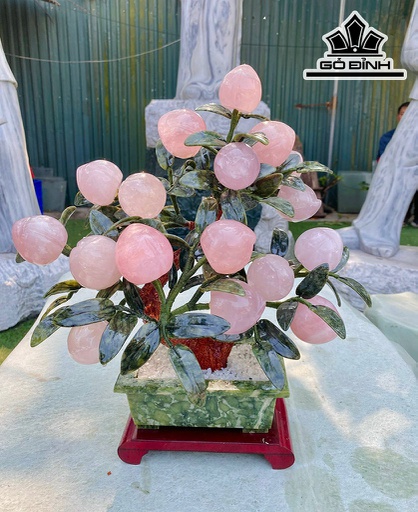 Cây Đào Đá Thạch Anh Hồng Cao 35 (cm)