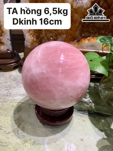 Bi Cầu Đá Thạch Anh Hồng Đường Kính Hạt 16 (cm) 6,5kg