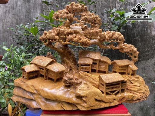 Tượng Tiểu Cảnh Gỗ Xá Xị Cao 41 Ngang 60 Sâu 31 (cm)