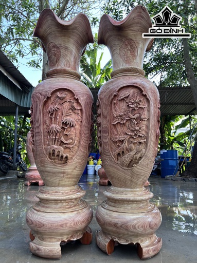 Lục Bình Đục Tứ Quý Gỗ Hương Cao 180 Đường Kính 54 (cm) DS5