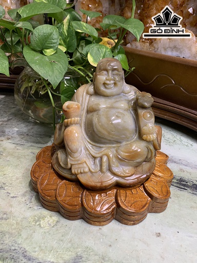 Di Lặc Đá Mã Não Cao 16,3 Ngang 19 Sâu 18 (cm) 3,05kg