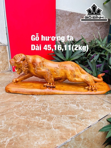 Tượng Hổ Phong Thủy Gỗ Hương Cao 16 Ngang 45 Sâu 11 (cm)