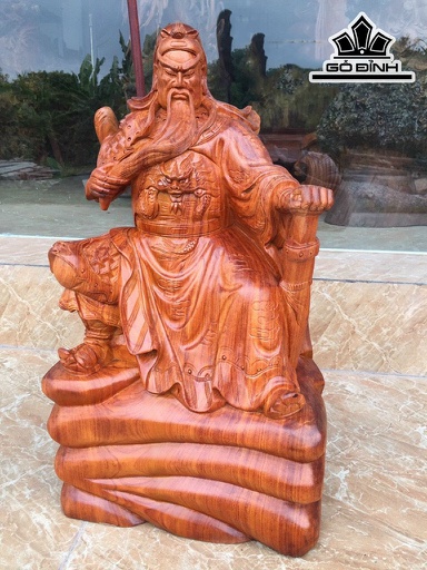 Tượng Quan Công Gỗ Hương Cao 50 Ngang 28 Sâu 20 (cm)