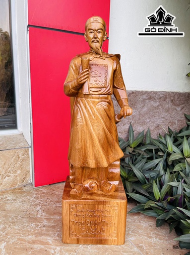 Tượng Trần Quốc Tuấn Gỗ Ngọc Am Cao 60 Ngang 18 Sâu 15 (cm)