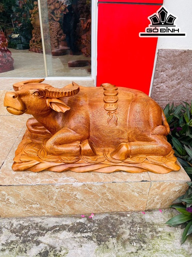 Tượng Trâu Gỗ Hương Cao 32 Ngang 70 Sâu 38 (cm)