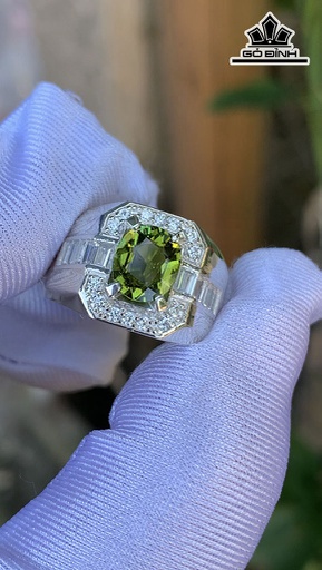 Nhẫn Bạc Đá Tourmaline Xanh