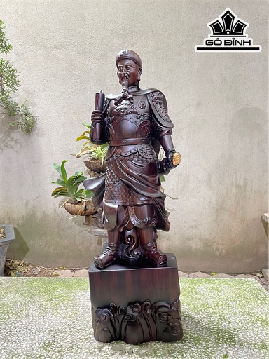 Tượng Trần Quốc Tuấn Gỗ Trắc Cao 85 Ngang 30 Sâu 23 (cm)