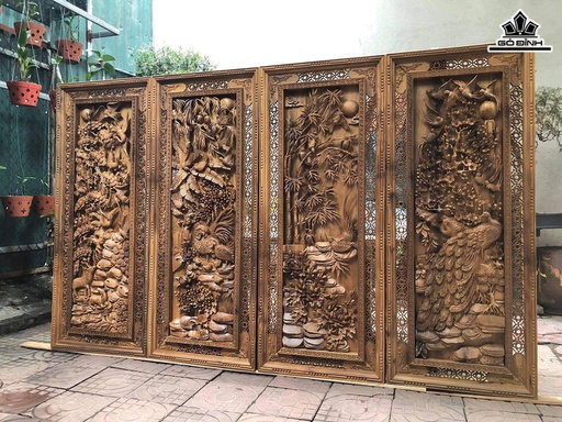 Tranh Tứ Quý Gỗ Bách Xanh Cao 135 Ngang 55 Sâu 7 (cm)