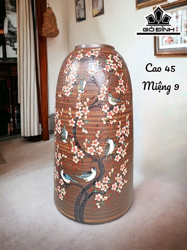 Chuông Vẽ Hoa Gốm Bát Tràng Cao 45 Miệng 9 (cm)