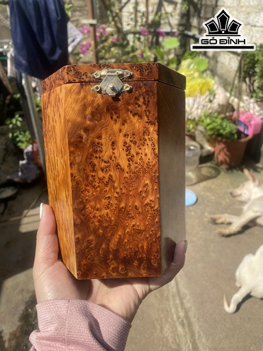 Hộp Đựng Trà Gỗ Nu Ngọc Am Cao 16 Ngang 13 Sâu 1 (cm)