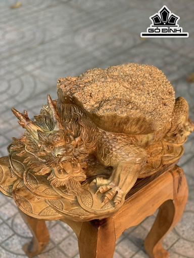 Tượng Long Quy Gỗ Nu Kháo Ngang 55 Cao 35 Sâu 20 (cm)