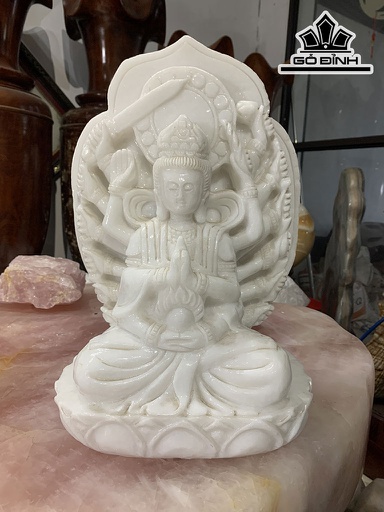 Tượng Phật Thiên Thủ Thiên Nhãn Đá Cẩm Thạch Cao 24 Ngang 28 Sâu 21 (cm)