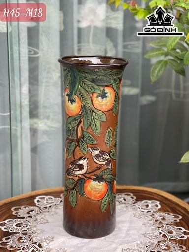 Bình Ống Loe Gốm Bát Tràng Cao 45 Miệng 18 (cm)