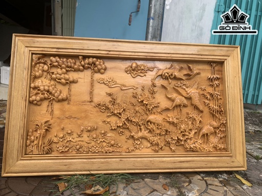 Tranh Cửu Hạt Du Xuân Gỗ Pơ Mu Cao 65 Ngang 115 Dày 4 (cm)