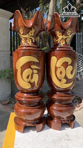 Cặp Lục Bình Tài Lộc Gỗ Lim Cao 58 Đường Kính 18 (cm)