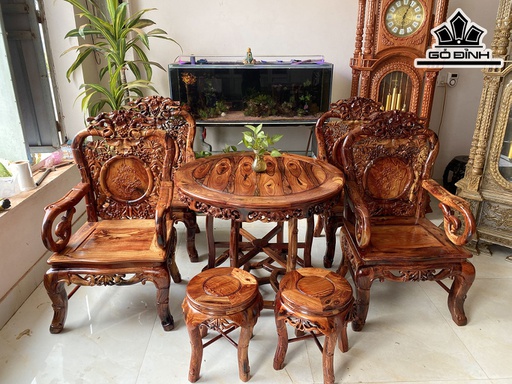 Bộ Trúc Tròn Gỗ Cẩm Bàn Cao 73 Đường Kính Mặt 97 (cm)