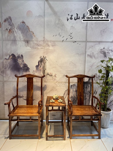 Cặp 3 Ghế Quan Gỗ Cẩm Ghế Cao 123 Rộng 70 Sâu 52 (cm)