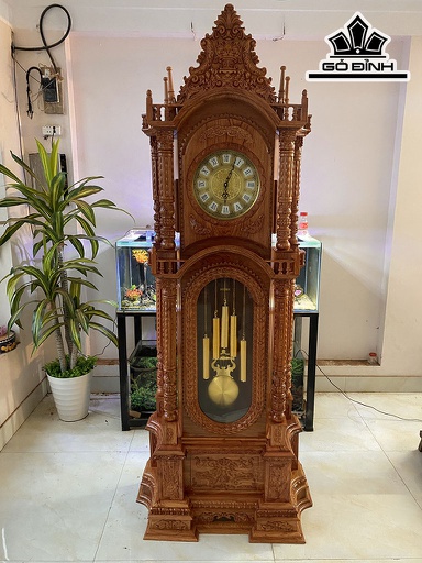Đồng Hồ Tháp Gỗ Hương Cao 230 Rộng 96 Dày 40 (cm)