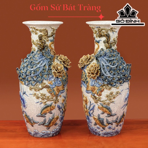 Lộc Bình Rạn Công Kênh Bong Gốm Bát Tràng Cao 60 (cm)