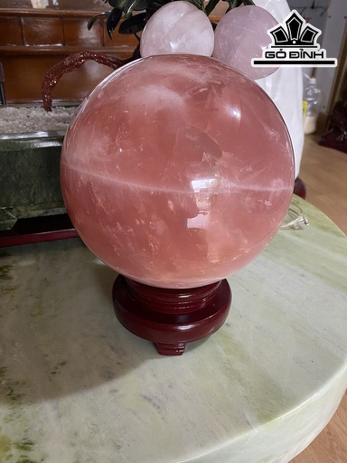 Bi Cầu Đá Thạch Anh Hồng Đường Kính Hạt 17 (cm) 8,03kg