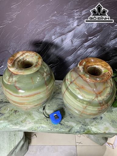 Cặp Bình Phú Quý Đá Onyx Cao 36 Đường Kính Bụng 28 (cm)