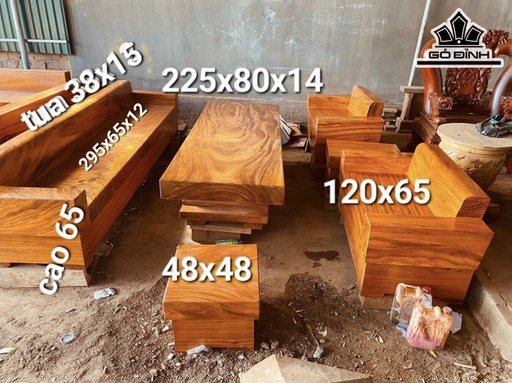 Bộ SoFa Chữ H Gỗ Gõ 6 Món