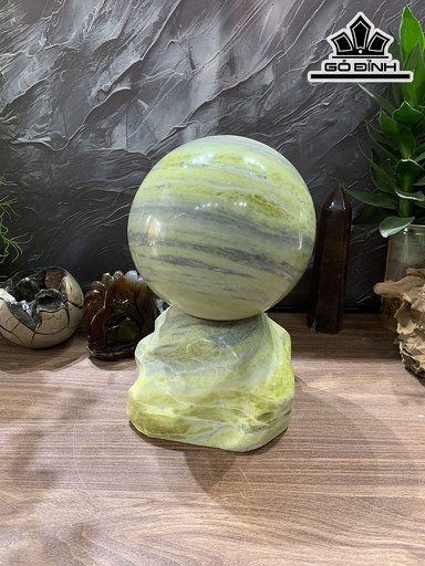 Bi Cầu Đá Serpentine Xanh Cao 33 Đường Kính Hạt 20 (cm)