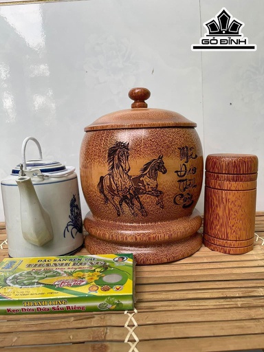 Vỏ Bình Giữ Nhiệt Nắp Nút Mã Đáo Thành Công Gỗ Dừa Loại 1,5 Lít