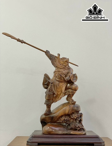 Tượng Quan Công Gỗ Bách Xanh Cao 61 Ngang 32 Sâu 21 (cm)