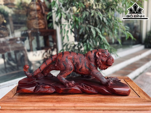 Tượng Hổ Phong Thủy Gỗ Vương Mộc Tử Đàn Cao Ngang 60 Cao 25 Sâu 24 (cm)