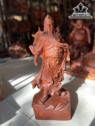 Tượng Quan Công Gỗ Hương Cao 68 Ngang 28 Sâu 22 (cm)