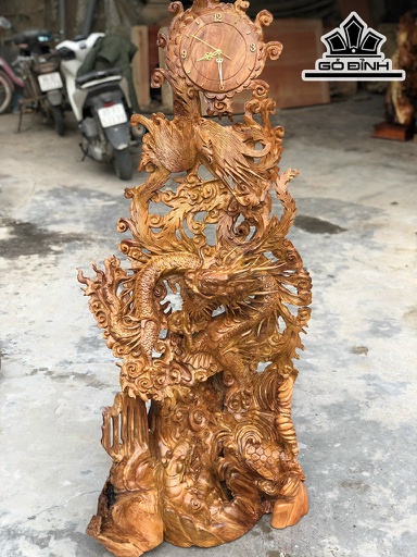 Đồng Hồ Tứ Linh Gỗ Hương Cao 152 Ngang 72 Sâu 35 (cm)