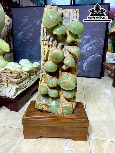 Tác Phẩm Nấm Ngọc Phong Thủy Đá Onyx Cao 50 Ngang 25,5 Sâu 33,5 (cm) 11,1kg