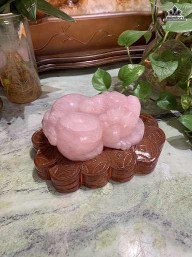 Tác Phẩm Tỳ Hưu Đá Thạch Anh Hồng Cao 11 Ngang 23 Sâu 25 (cm) 3,39kg