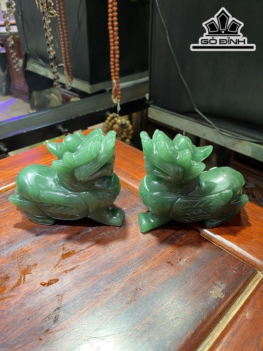 Cặp Tỳ Hưu Đá Thạch Anh Xanh Cao 10,5 Ngang 8,5 (cm)