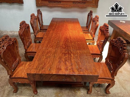 Bộ Bàn 8 Ghế Gỗ Cẩm Lai Dài 303 Rộng 100 Dày 14 (cm)