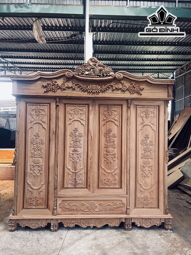 Tủ Áo Tân Cổ Điển Gỗ Gõ Đỏ Cao 247 Rộng 234 Sâu 60 (cm)