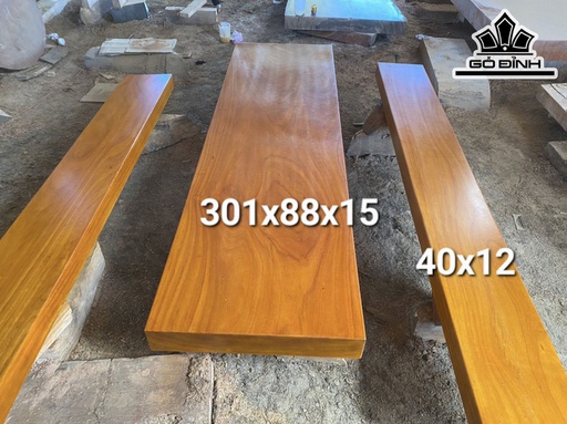 Bộ K3 Gỗ Gõ Đỏ Bàn Dài 301 Rộng 88 Dày 15 (cm)